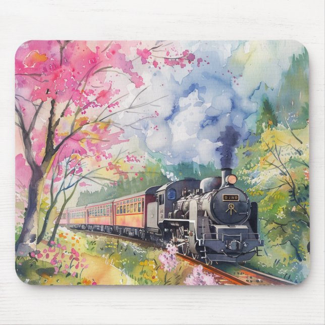 Ein Zug im Frühling Mousepad (Vorne)