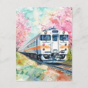 Ein Zug im Frühling Postkarte