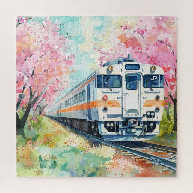 Ein Zug im Frühling Puzzle (Vertikal)