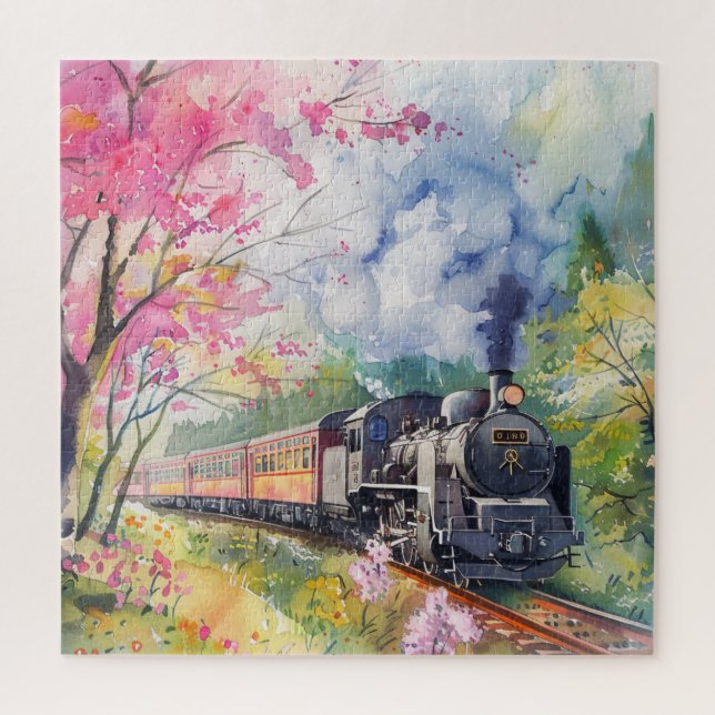 Ein Zug im Frühling Puzzle (Vertikal)