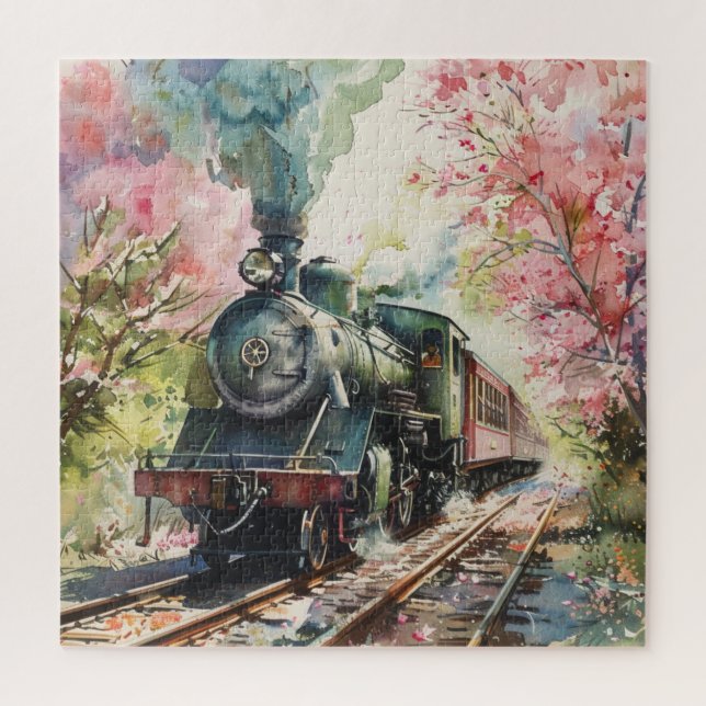 Ein Zug im Frühling Puzzle (Vertikal)