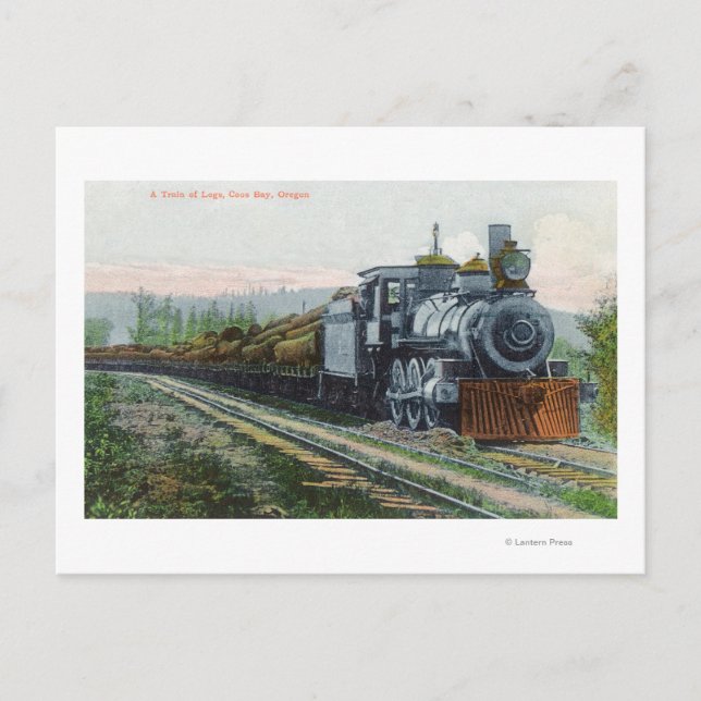 Ein Zug von LogsCoos Bay, OR Postkarte (Vorderseite)