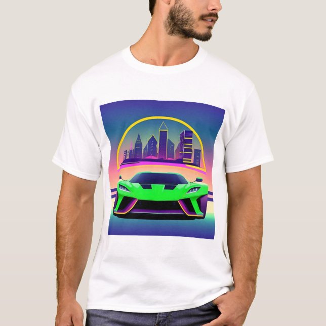 Ein zukunftsweisender Sportwagen in lebendiger Sta T-Shirt (Vorderseite)