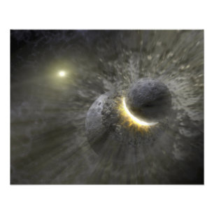 Ein Zusammenstoß massiver Objekte im Weltraum Fotodruck
