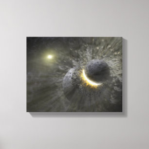 Ein Zusammenstoß zwischen enormen Gegenständen i Leinwanddruck