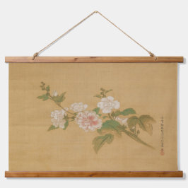 Ein Zweig blühender Hibiskus Tapestry Wandteppich Mit Holzrahmen