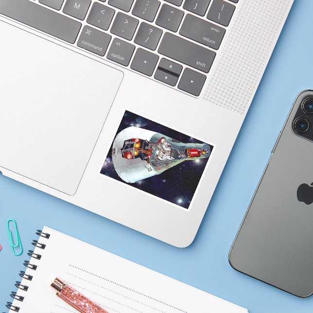 Ein zweiköpfiges Gemini-Raumschiff im Flug entführ Aufkleber (Laptop mit iPhone)