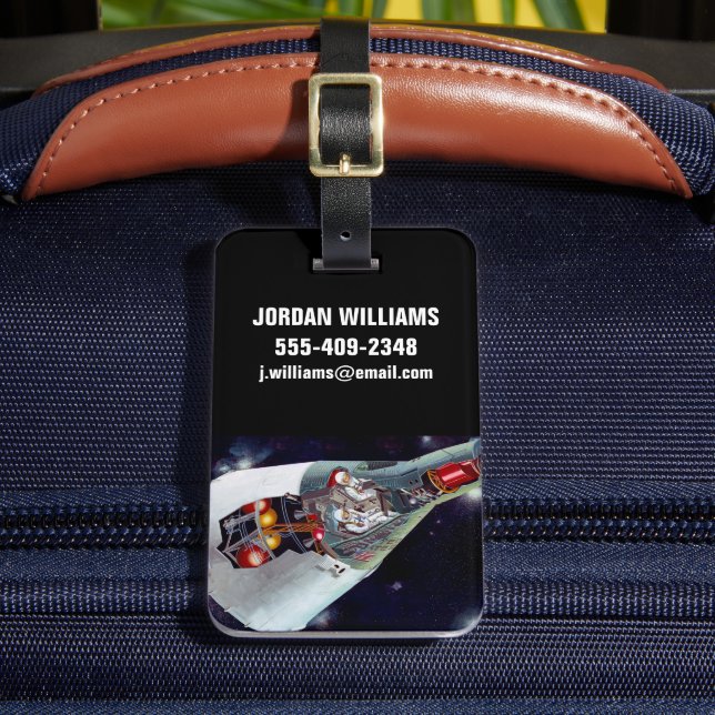 Ein zweiköpfiges Gemini-Raumschiff im Flug entführ Gepäckanhänger (Vorderseite Insitu 2)