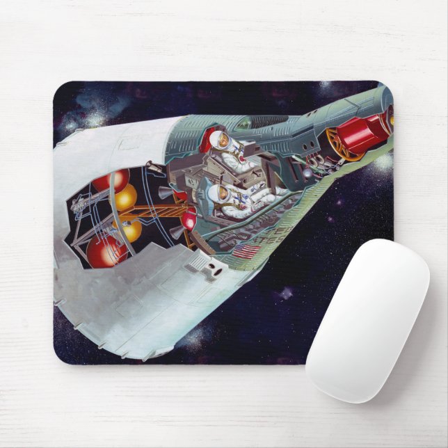 Ein zweiköpfiges Gemini-Raumschiff im Flug entführ Mousepad (Mit Mouse)