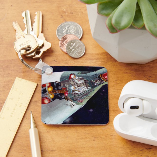 Ein zweiköpfiges Gemini-Raumschiff im Flug entführ Schlüsselanhänger (Schreibtisch)