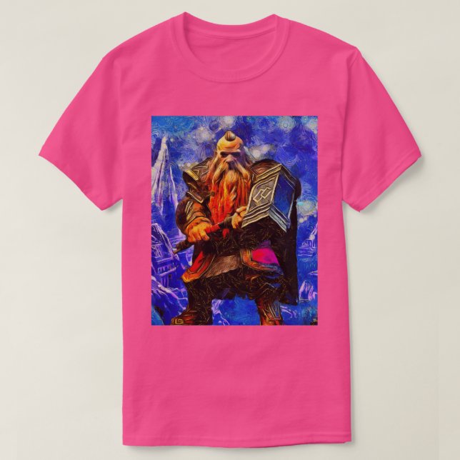 Ein Zwerg mit einem Kriegshammer Art Classic TShir T-Shirt (Design vorne)
