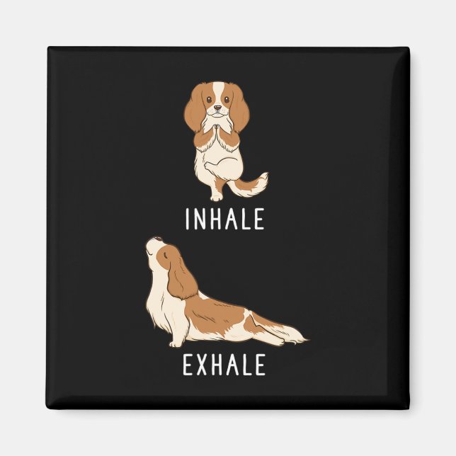 Einatmen Ausatmen Cavalier King Charles Spaniel Lu Magnet (Vorne)