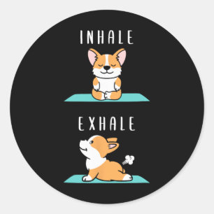 Einatmen Ausatmen Namaste Yoga Corgi Hund Innere M Runder Aufkleber