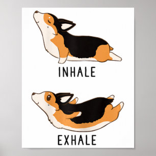 Einatmen Ausatmen Yoga Tri Color Corgi Poster