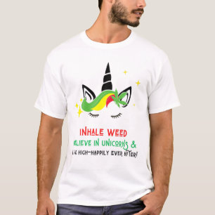 Einatmige Weed glauben an Einhorn Magic Einhorn Fu T-Shirt