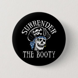 Einäugiger Piraten-Totenkopf mit gekreuzter Button