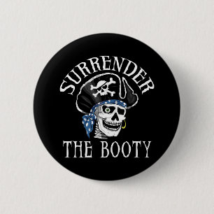 Einäugiger Piraten-Totenkopf mit gekreuzter Button