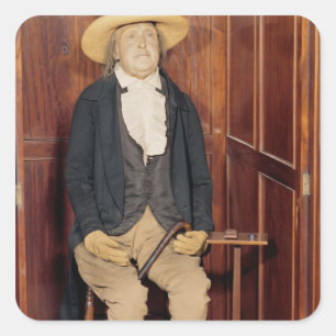Einbalsamierter Körper von Jeremy Bentham Quadratischer Aufkleber