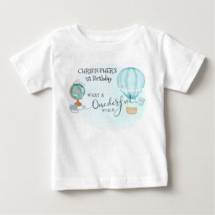 EINderful Welt Blaues Heißluftballon 1. Geburtstag Baby T-shirt