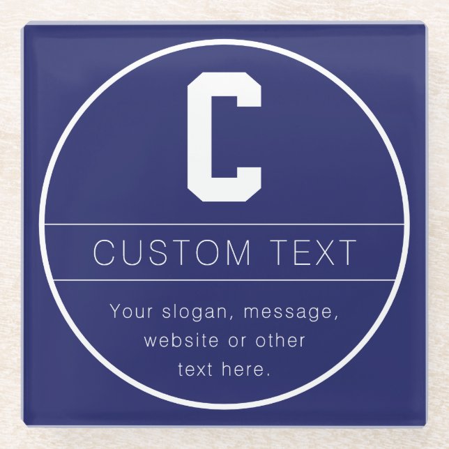 Eindeutige Bezeichnung und Monogramm-Vorlage | Mar Glasuntersetzer (Vorderseite)