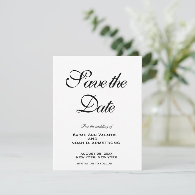 Eindeutige Speicherung der Daten | Moderne Minimal Save The Date (Stehend Vorderseite)