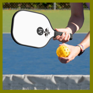 Eindeutiger Monogramm-Name Schwarz-weiß Pickleball Schläger