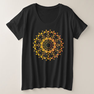 Eindeutiges goldenes Mandala-Design-95747 Große Größe T-Shirt