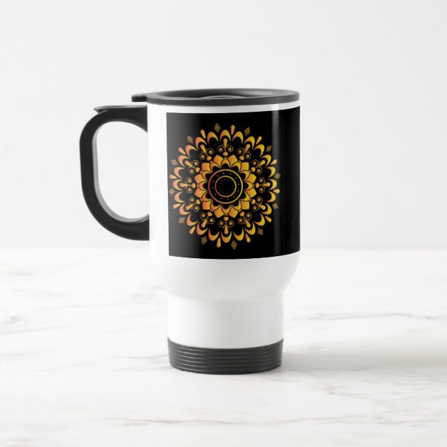 Eindeutiges goldenes Mandala-Design-95747 Reisebecher (Links)