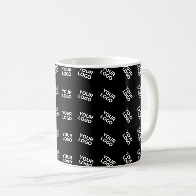 Eindeutiges Logo oder Bildmuster | Schwarz (bearbe Kaffeetasse (VorderseiteRechts)