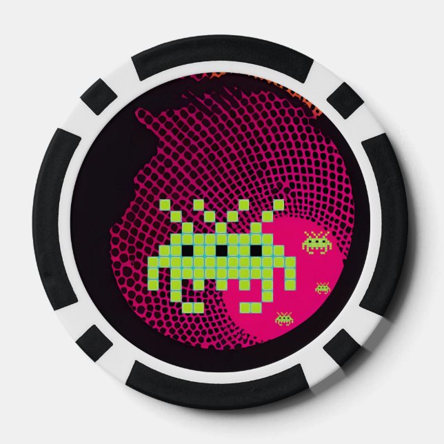 Eindringende Weltraumkönige Pokerchips (Rückseite)