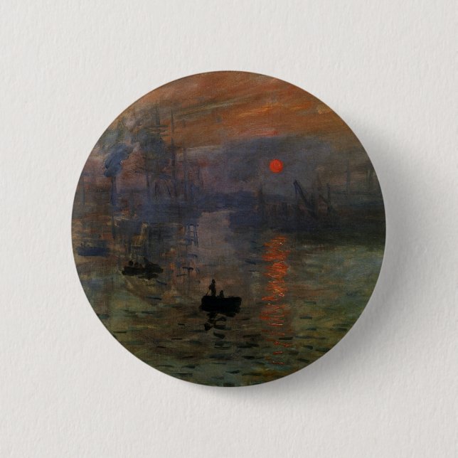 Eindruck Sonnenaufgang von Claude Monet, Vintage K Button (Vorderseite)