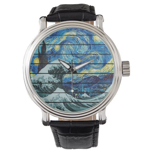 EINDRUCKSSTARRY NIGHT WAVE KANAGAWA ART ARMBANDUHR (Vorderseite)