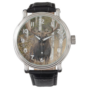 Eindrucksvolle Stier-Elche Armbanduhr