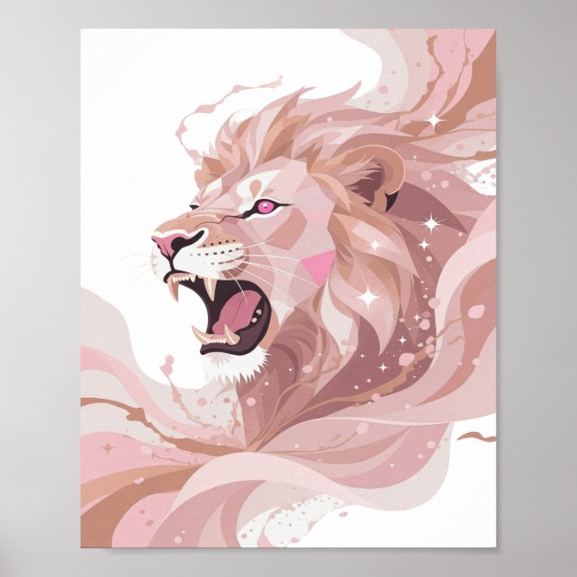 Eindrucksvoller Silber LÖWENKÖNIG Custom-Design v2 Poster (Vorne)