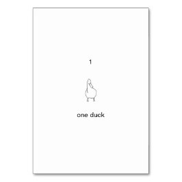 Eine, 1, eine benutzerdefinierte Ente-Nummer-Tasch Tischnummer