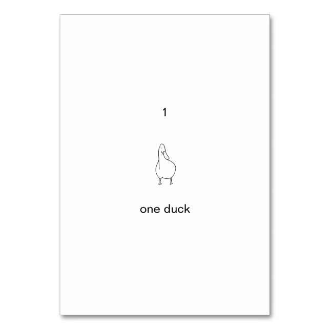 Eine, 1, eine benutzerdefinierte Ente-Nummer-Tasch Tischnummer (Rückseite)