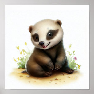 Eine 3D-Aquarellmalerei auf einem Niedlichen Honey Poster