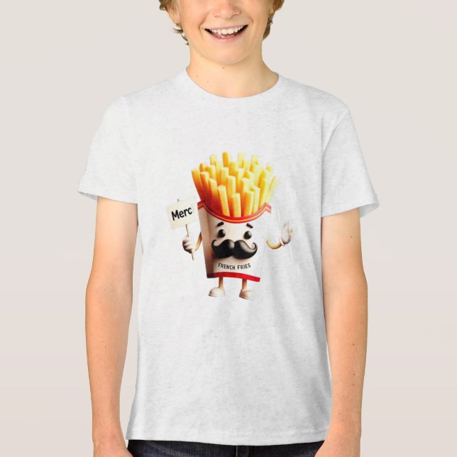 Eine 3D-Box mit französischem Fries-T - Shirt (Vorderseite)