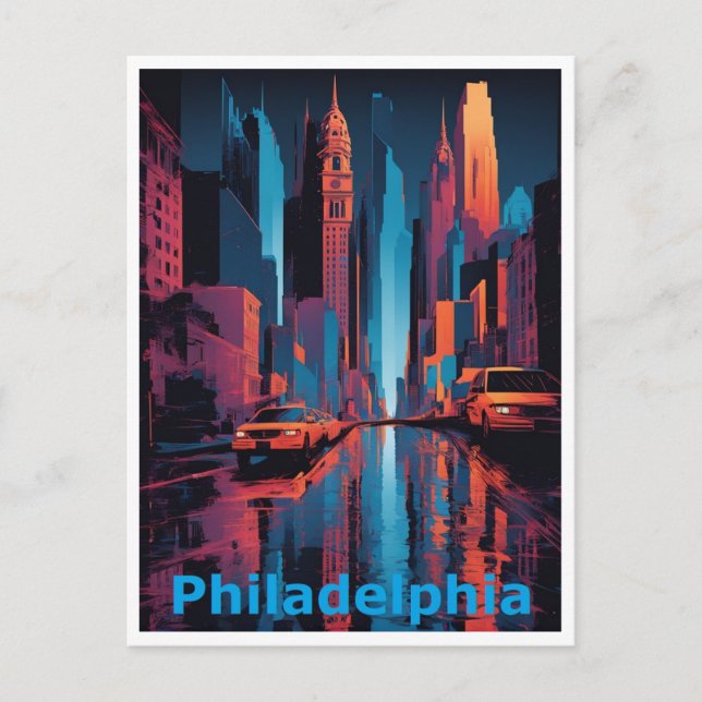 Eine Abstrakte Aussicht auf Philadelphia Postkarte (Vorderseite)