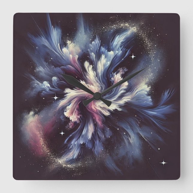 Eine abstrakte Galaxie, die das Geheimnis der Quadratische Wanduhr (Vorderseite)