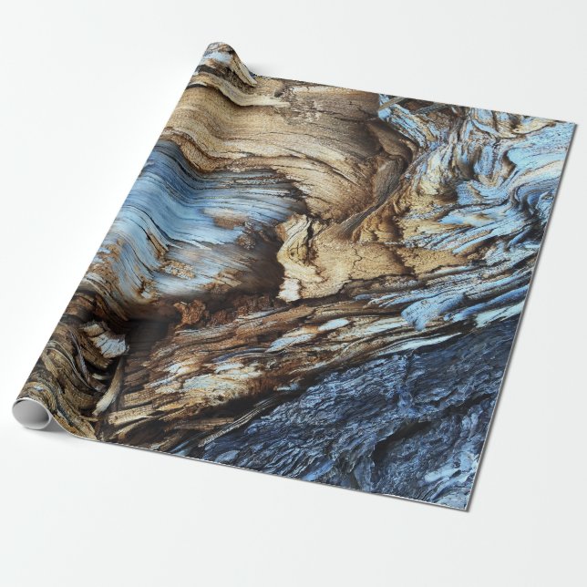 Eine abstrakte Textur in hellbraunem und blauem Ba Geschenkpapier (Ungerollt)