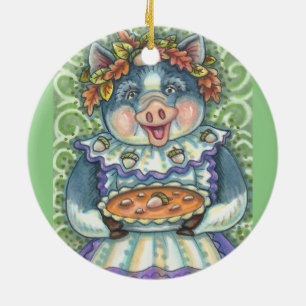 Eine Acorn- und Squash-Pie-PIG-ORNATION Keramik Ornament