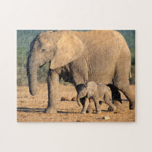 Eine afrikanische Elefantenmutter und ihr Jungtier Puzzle
