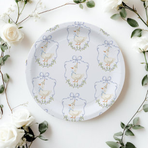 Eine alberne Gans blaue Bogen-Krone Vintage Pappteller