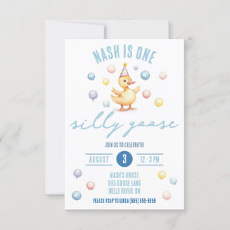 Eine Alberne Gans, erste Geburtstagspartei Einladung