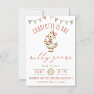 Eine Alberne Gans, erste Geburtstagspartei Einladung