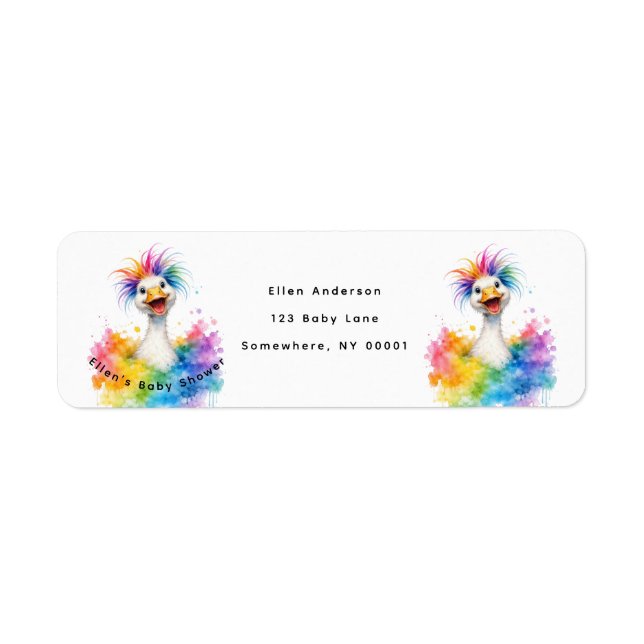 Eine alberne Gans Regenbogen-Baby-Party-Adresse (Vorne)