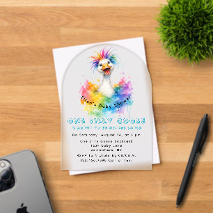 Eine alberne Gans Regenbogen-Baby-Party Süß Acryleinladungen