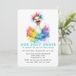 Eine alberne Gans Regenbogen-Baby-Party Süß Einladung