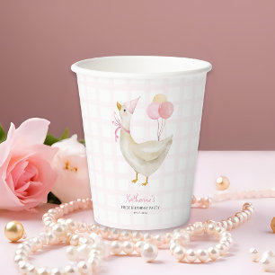 Eine Alberne Gänse Vintag Pink 1. Geburtstagsgesch Pappbecher